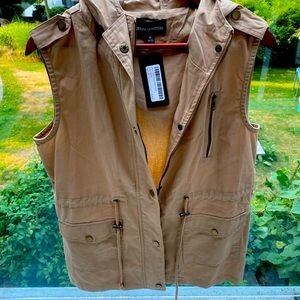 Zenana Beige Hooded Vest size M
